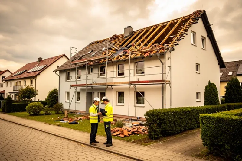 Sturmschaden an einem Mehrfamilienhaus