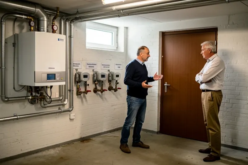 Zwei Hauseigentümer im Heizungskeller