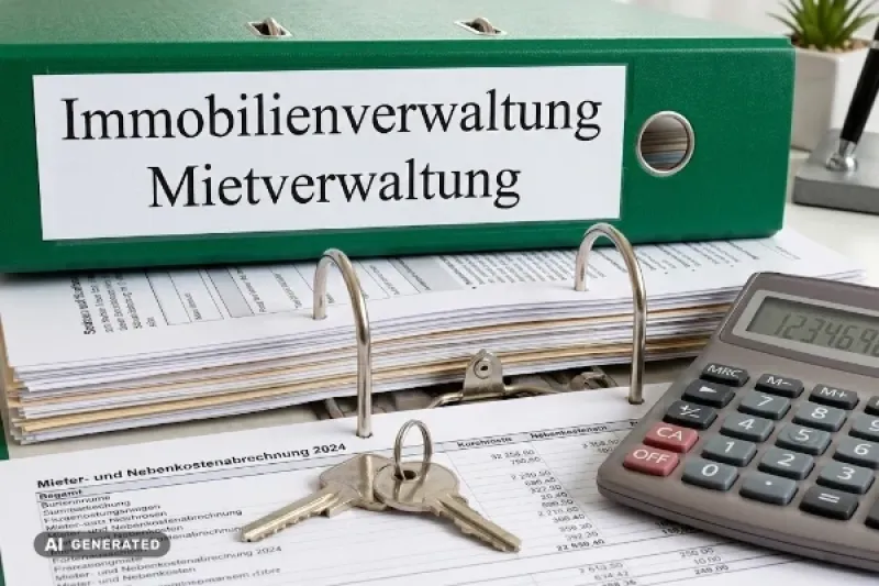 Symbolbild: Akten, Schlüssel und Rechner auf einem Schreibtisch