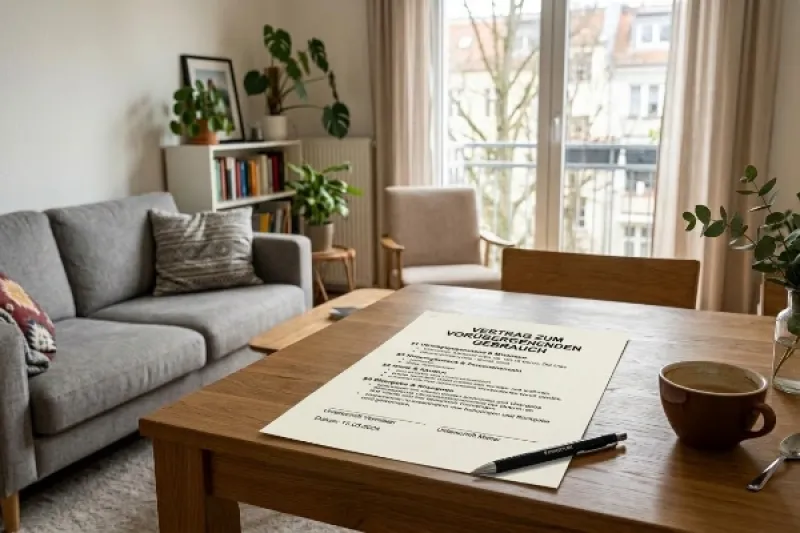 möblierte Wohnung mit einem Mietvertrag im Vordergrund