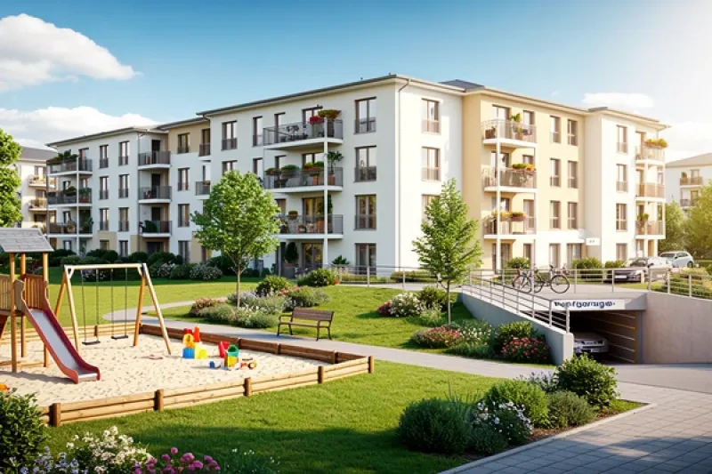 Mehrfamilienhaus mit Kinderspielplatz und Tiefgarage