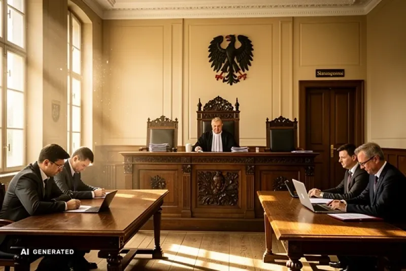 Gerichtsverhandlung in einem deutschen Gerichtssaal