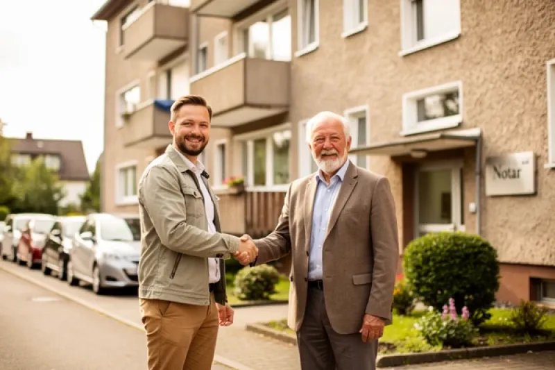 Zwei Wohnungseigentümer geben sich die Hände.