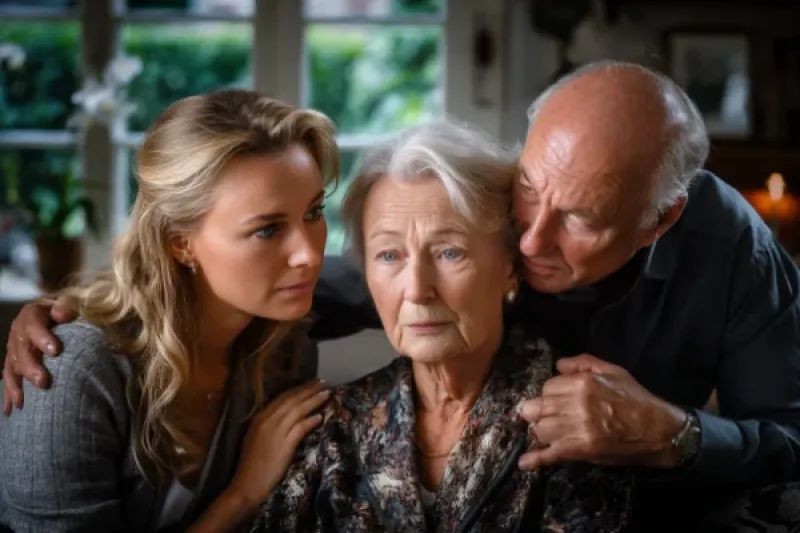 Fassade eines Mehrfamilienhauses, Rauch tritt aus einem Balkonfenster aus