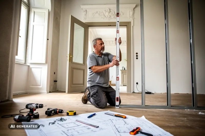 Ein Mieter bei Trockenbauarbeiten in seiner Wohnung