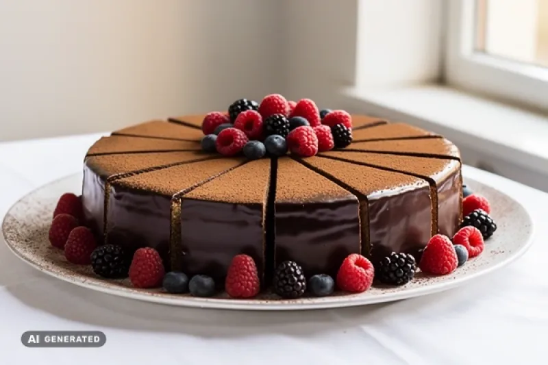 Sachertorte mit einzelnen Tortenstücken