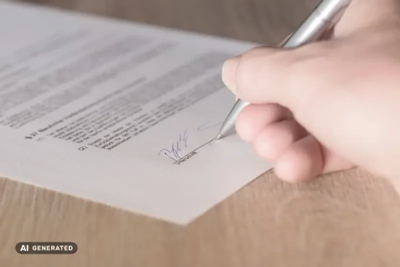 Unterschrift unter ein Schriftstück