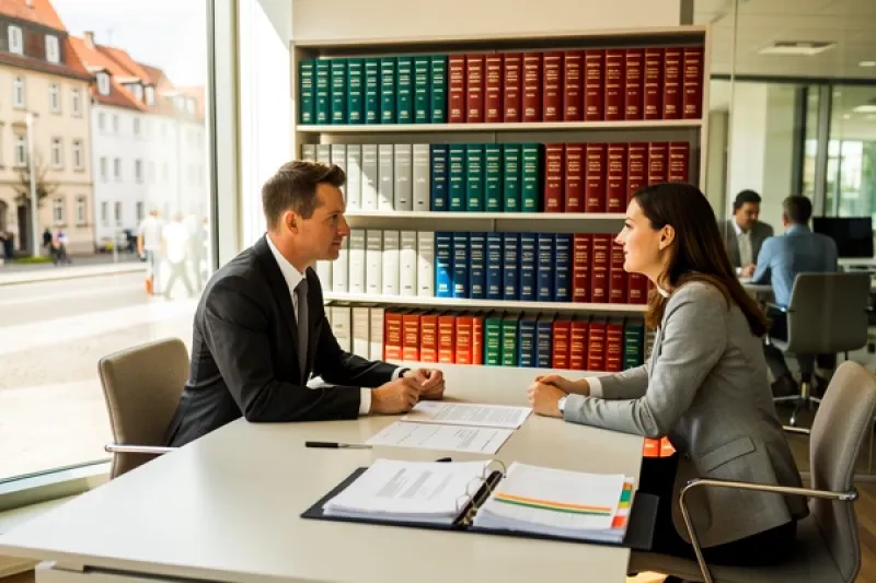 Makler spricht in einem modernen Büro mit einer Kundin
