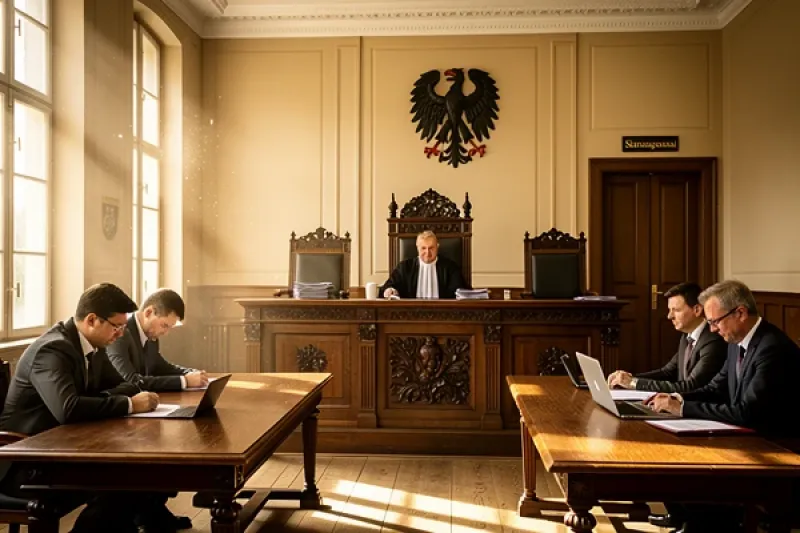 Gerichtsverhandlung in einem deutschen Gerichtssaal