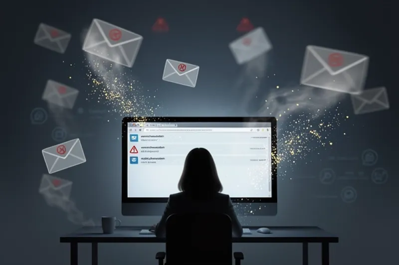 Ein Frau sitzt vor einen Computer