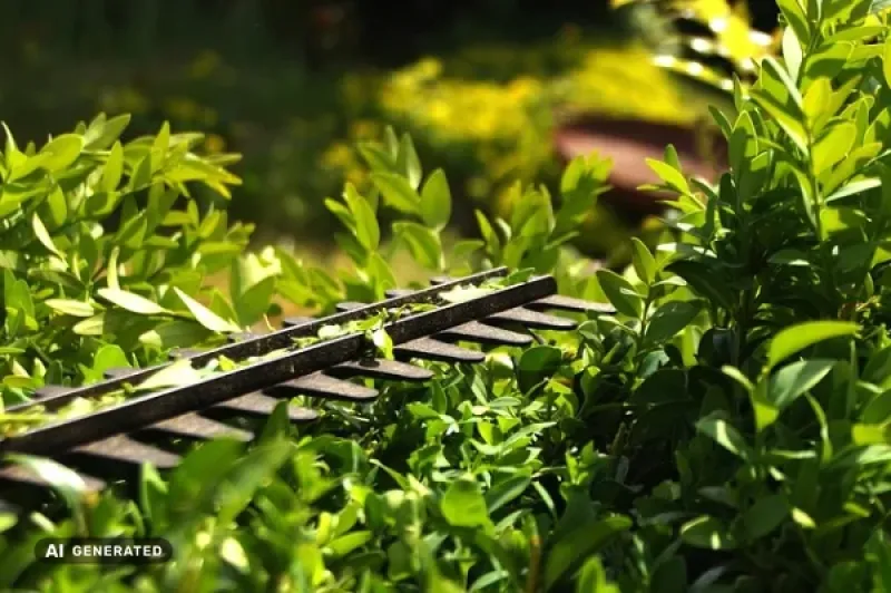 Hecke mit Gartenschere