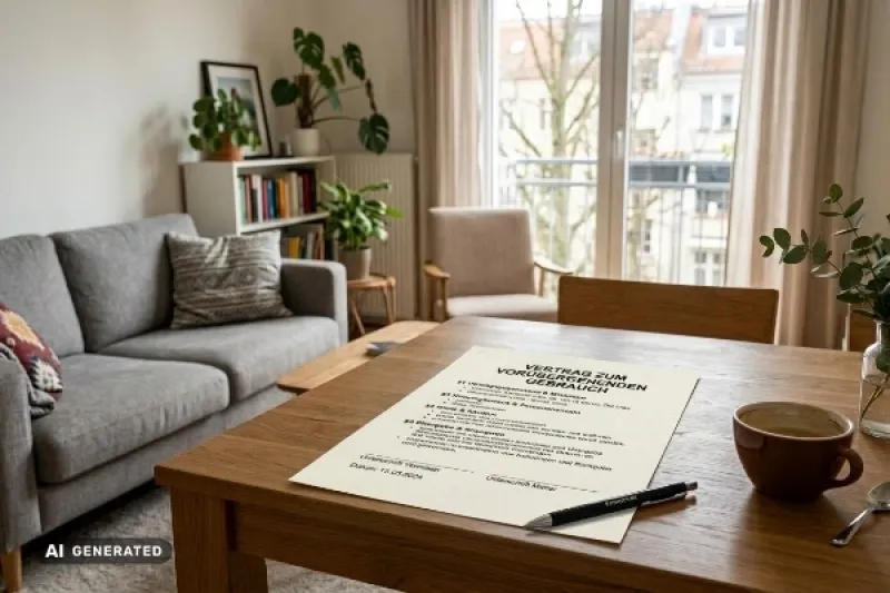 möblierte Wohnung mit einem Mietvertrag im Vordergrund