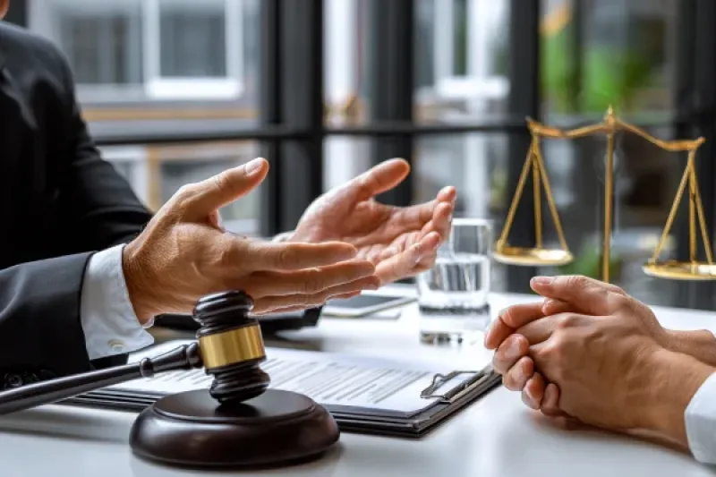 Gespräch bei einem Anwalt, Nahaufnahme der Hände