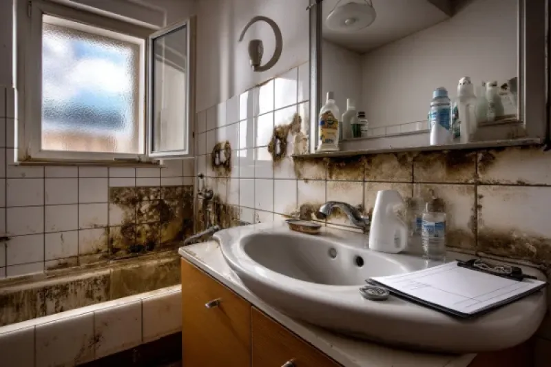 sehr verschmutztes Badezimmer