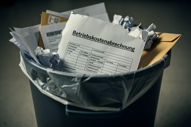 Papierkorb mit einer Betriebskostenabrechnung