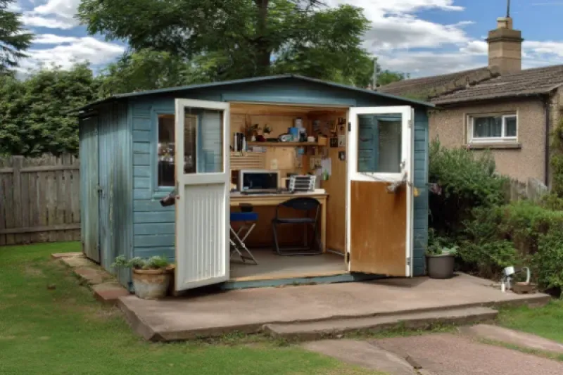Gartenhäuschen in einem gepflegten Garten