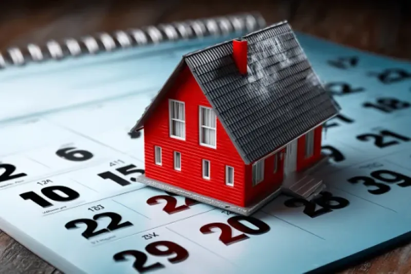 ein kleines Modellhaus steht auf einem Monatskalender