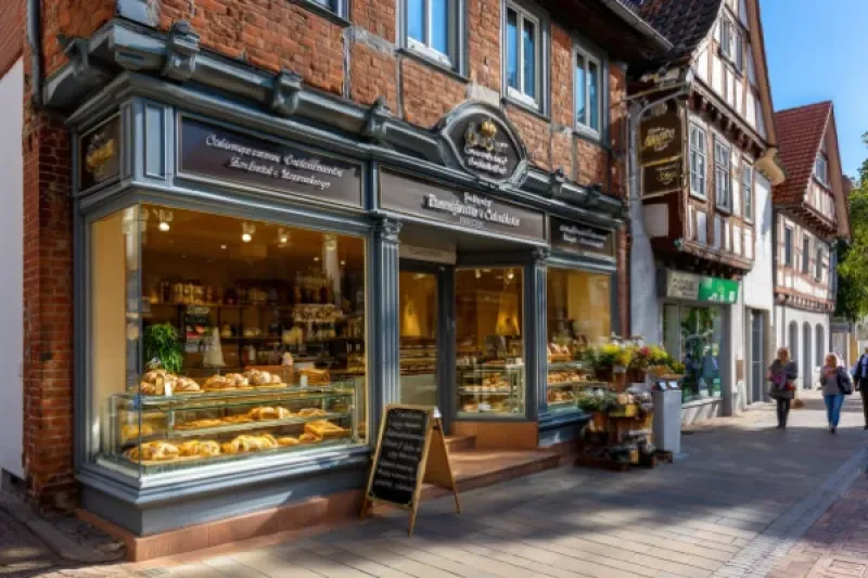 Moderne Bootsmarina mit Holzdocks und Motor und Segelbooten